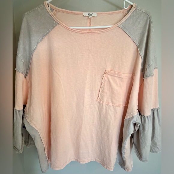 easel Tops - Easel Colorblock Wide Sleeve Top